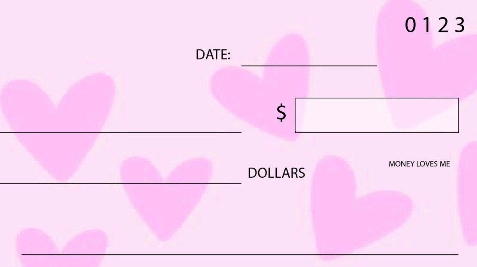 LOA- Printable Blank Checks (hearts Edition) Money Loves Me - Etsy