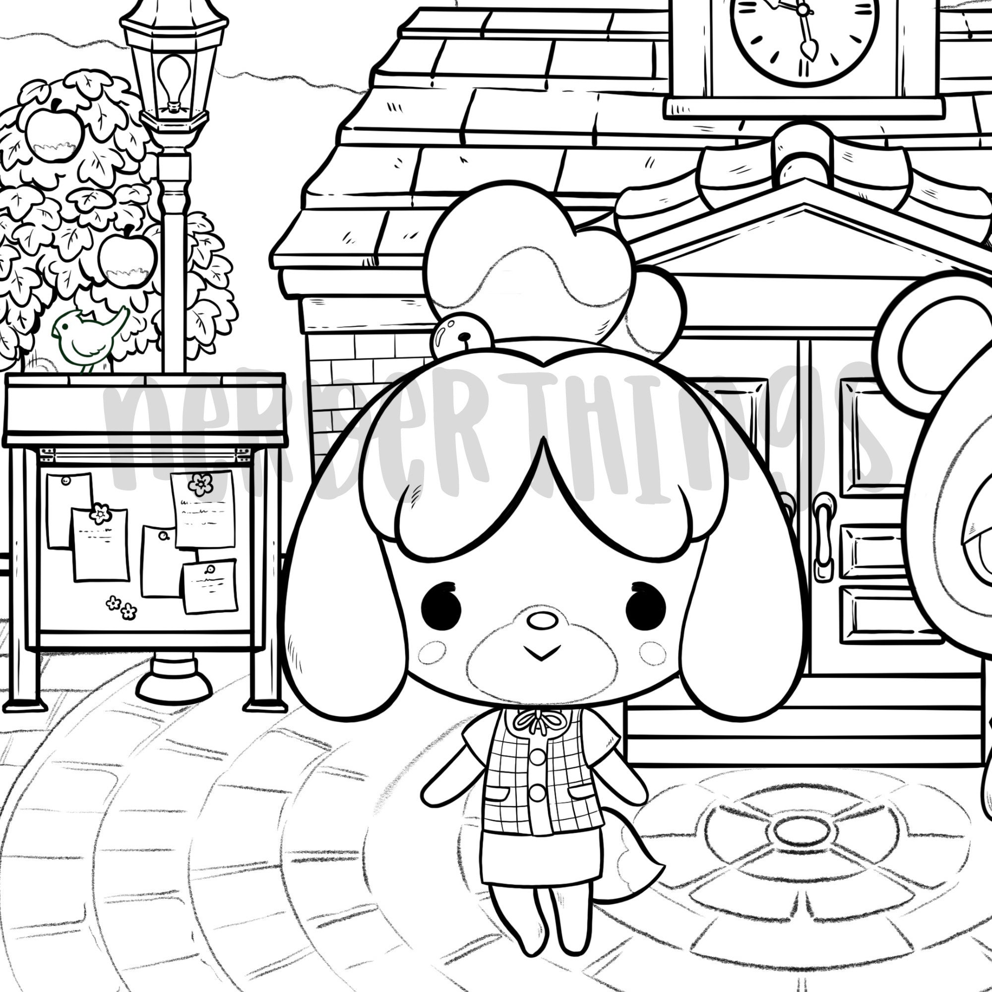 Coloring Page Printable Animal Crossing TOM NOOK and MARIE Etsy