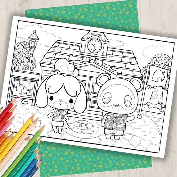 Coloring Page Printable Animal Crossing TOM NOOK and MARIE | Etsy