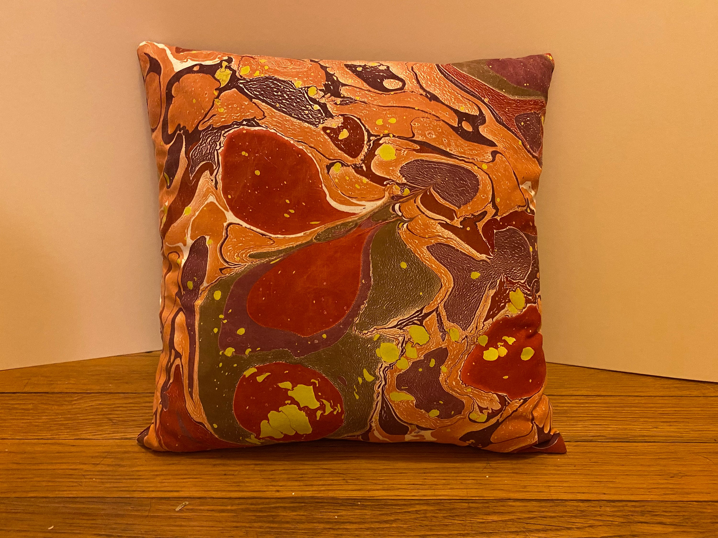 Decorative Marbled Hand Painted Pillow 14 Beautiful Mix of Earth Tones