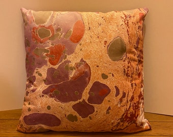 Decorative Marbled hand painted pillow 14" Beautiful mix of earth tones with an abstract design.