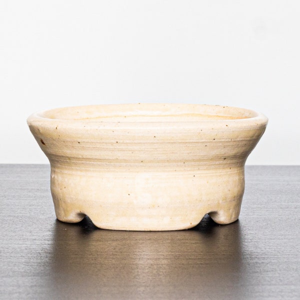 Handmade Glazed Bonsai Pot - Ceramic Mame Pot - One Of A Kind Mini Planter w/ Drainage - Ash Glaze