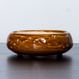 Handmade Ceramic Bonsai Pot - One Of A Kind Planter w/ Drainage - Caramel Glaze - For Kusamono / Shitakusa or Succulents