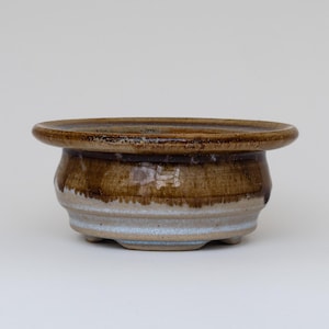 Handmade Glazed Bonsai Pot - Ceramic Round Bonsai Pot - One Of A Kind Planter w/ Drainage