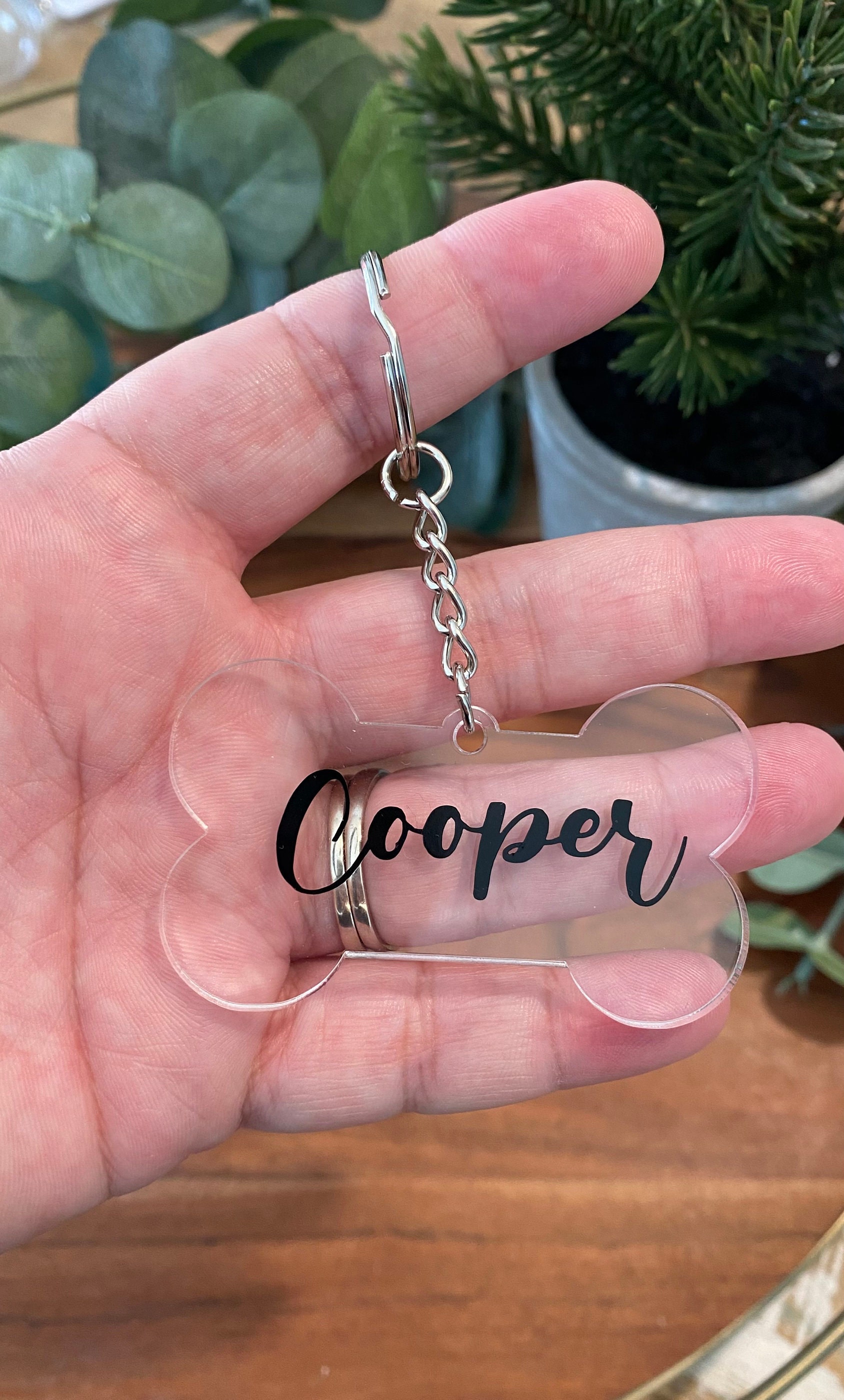 Personalized Dog Bone Acrylic Keychain Dog Tag Pet Etsy