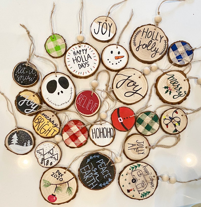 Christmas Tree Ornaments  Wood Ornaments  Farmhouse  Rustic image 0