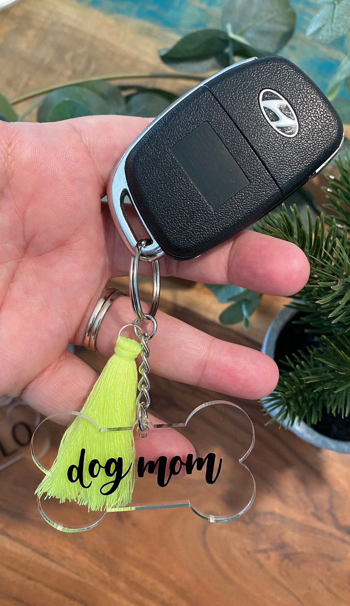 Personalized Dog Bone Acrylic Keychain Dog Tag Pet Etsy