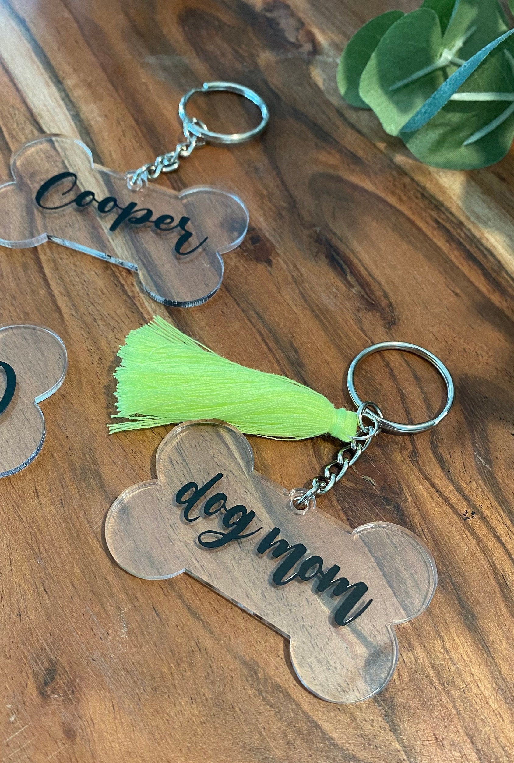 Personalized Dog Bone Acrylic Keychain Dog Tag Pet Etsy