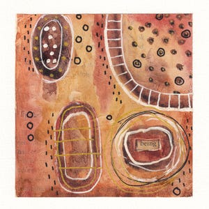 Dipinto astratto originale tribale organico - Arte murale primitiva grunge firmata, tecnica mista, complemento d'arredo unico, regalo da collezione dipinto a mano