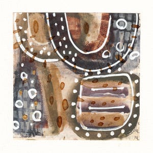 Arte astratta originale - Acquerello primitivo tribale grunge, decorazione murale con tecnica mista, pezzo unico da collezione fatto a mano, firmato OOK