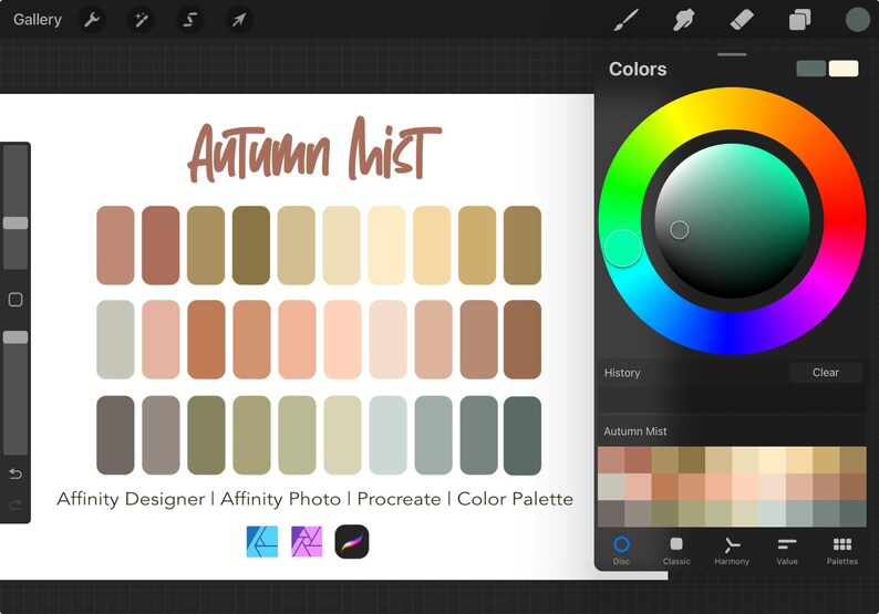 Affinity Designer Color Palette Bundle | Autumn Mist | Color Swatches ...