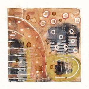 Primitive OOK Originale Astratto Acquerello Dipinto Grungy Tecnica Mista Arte Murale Decorazione per la Casa Dipinto a Mano Collezionabile Regalo Firmato Tribale