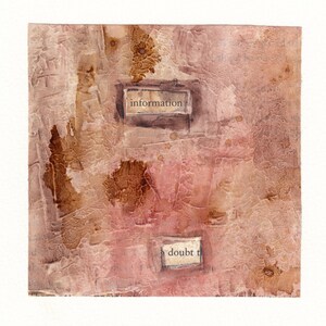 Dipinto astratto originale marrone rosa caldo 5x5 montato su texture acquerello dipinto a mano pezzo unico tecnica mista firmato decorazione da parete
