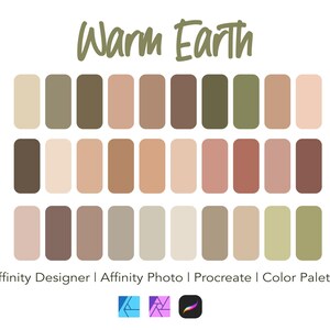 Affinity Designer Color Palette Bundle | Warm Earth | Color Swatches ...