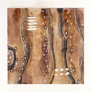 Dipinto astratto originale, tecnica mista, belle arti, strutturato, 5x5, montato su acquerello, colori neutri, dipinto a mano, pezzo unico, OOK