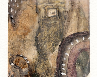 Dipinto astratto strutturato: toni della terra, arte tribale (montato 5x5)