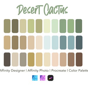 Lot de palettes de couleurs design Affinity | Cactus du désert | Échantillons de couleur | Téléchargement instantané | Procréer | Photo d'affinité | 30 couleurs