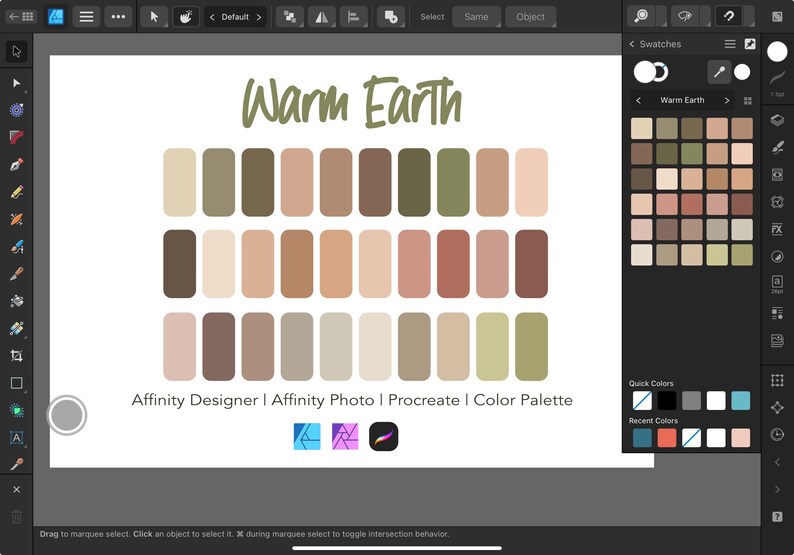 Affinity Designer Color Palette Bundle | Warm Earth | Color Swatches ...