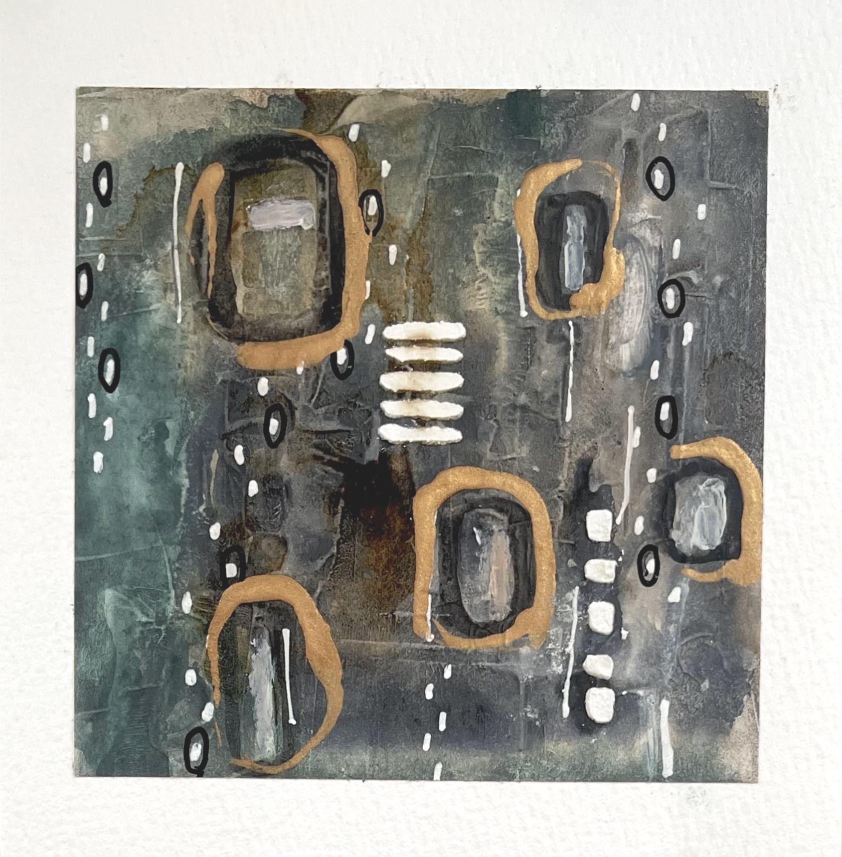 Original Abstract Mixed Media Painting: Textured Earth Tones (5x5