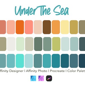 Under the Sea Color Palette: 30 Swatches for Procreate, Affinity (Digital Download)