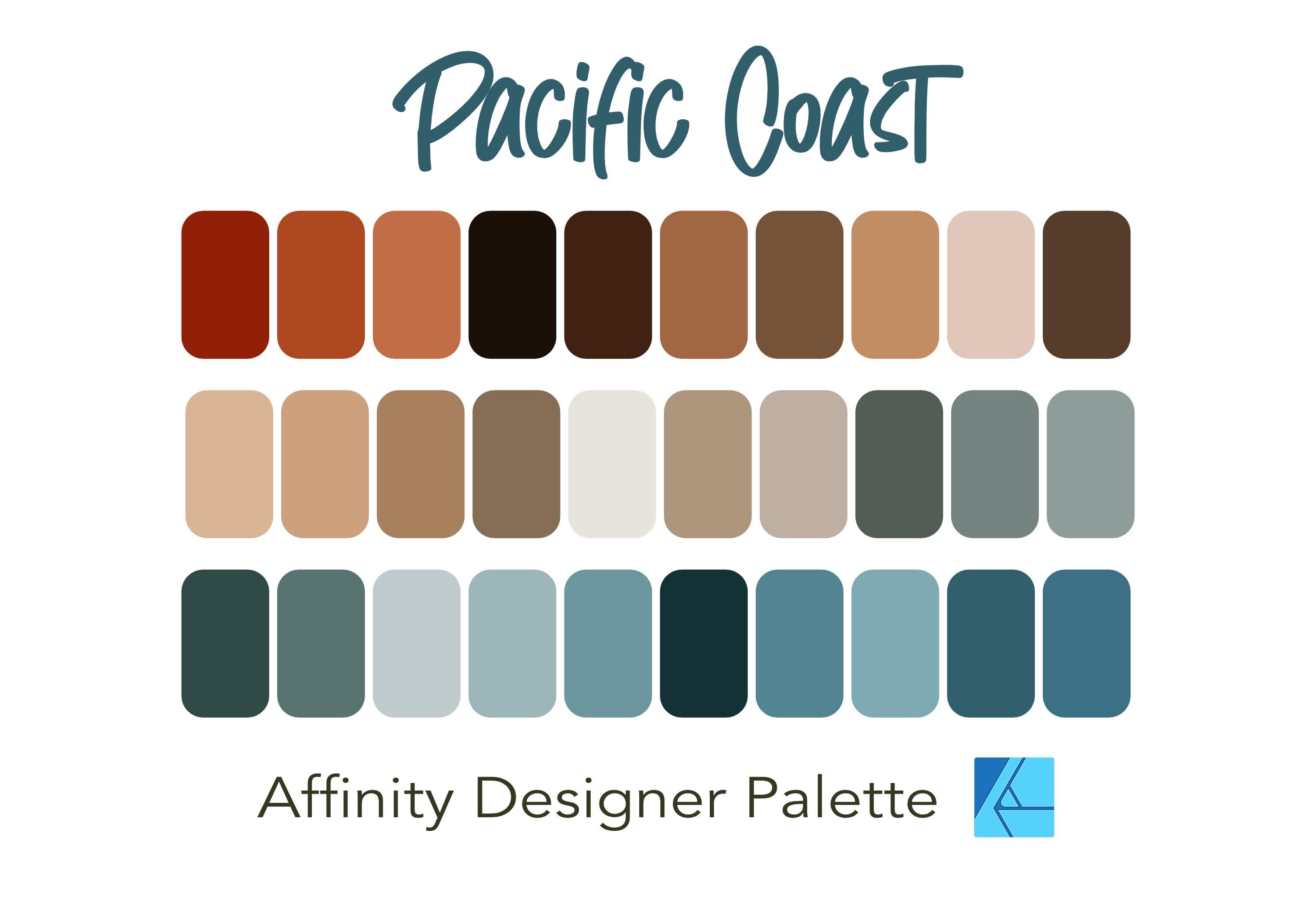 Affinity Designer Color Palette Bundle | Pacific Coast | Color Swatches ...
