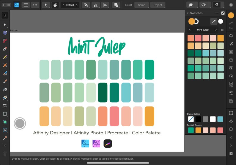 Affinity Designer Color Palette Bundle | Mint Julep | Color Swatches ...