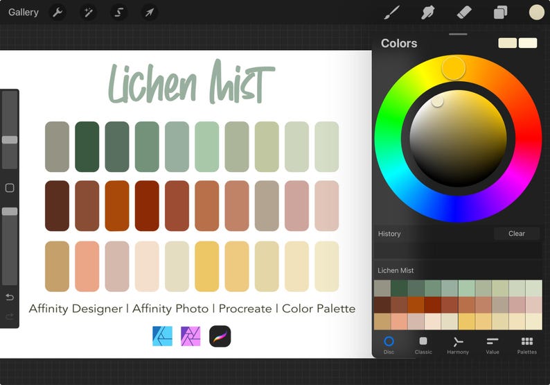 Affinity Designer Color Palette Bundle | Lichen Mist | Color Swatches ...