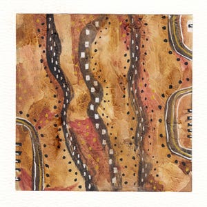 Tribale Originale Firmato Astratto Dipinto OOK Acquerello Arte da Parete Decorazione per la Casa Dipinto a Mano Collezionabile Regalo Tecnica Mista Creazione di Marchi Primitivo