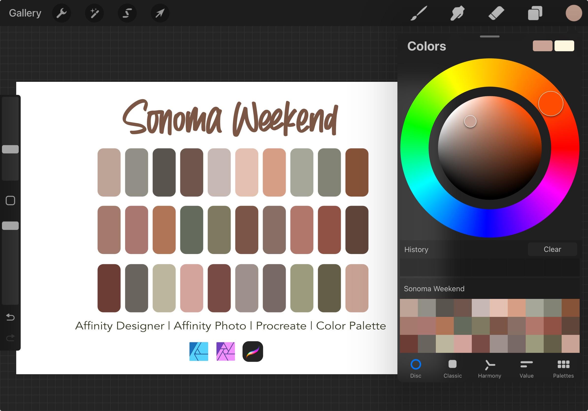 Affinity Designer Color Palette Bundle | Sonoma Weekend | Color ...