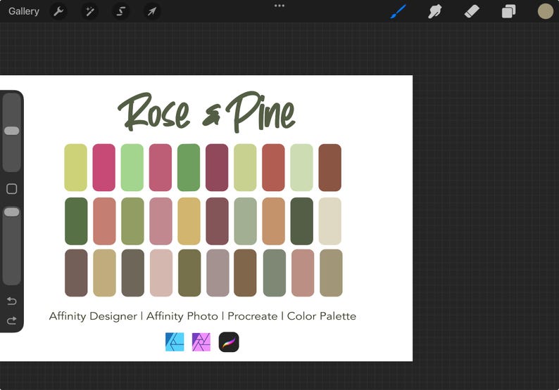 Rose & Pine Color Palette: 30 Swatches for Procreate, Affinity (digital ...
