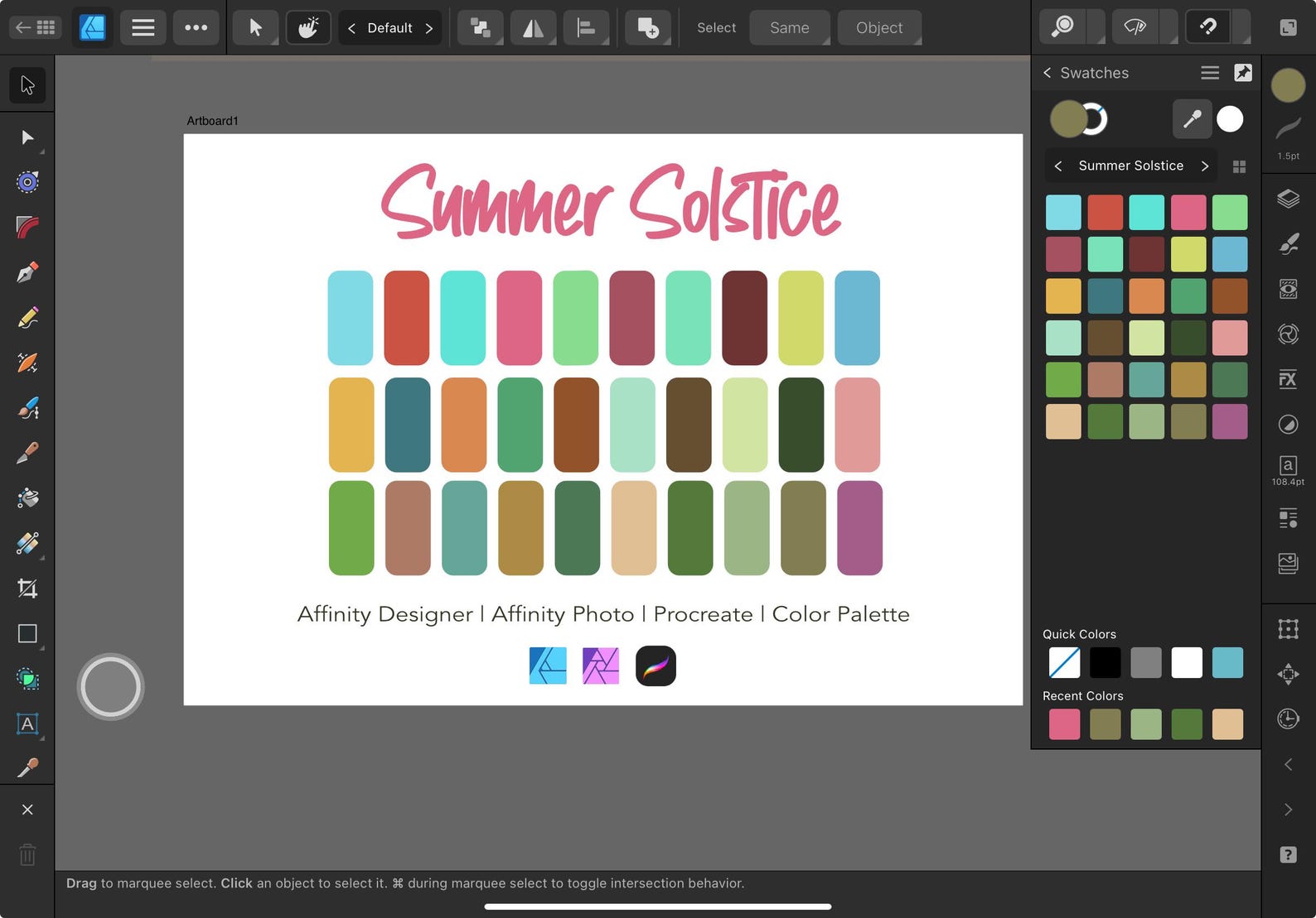 Summer Solstice Color Palette Bundle: 30 Colors for Procreate, Affinity ...