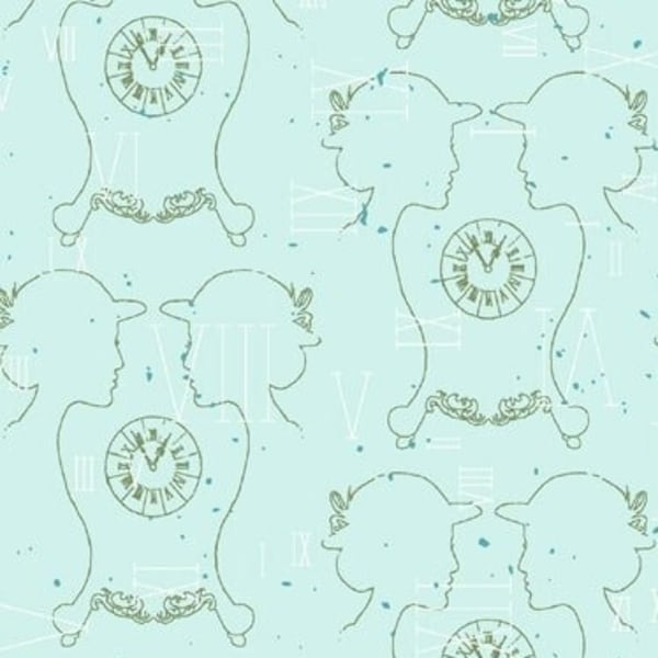 Clueless Clockwork in Mist, Angela Pingel for Windham Fabrics Quilting Fabric by the Yard