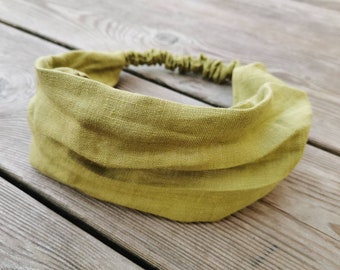 Hoofdband van 100% linnen, bandana, natuurlijke materialen, elastische haarband, sport, yoga, actieve mode-wrap, dames, heren tulband hoofdband bandana