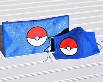 Children's Roblox/Pokémon Personalized Pencil Bag and Face mask Set