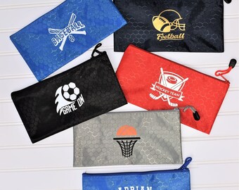 Sports Themed Pencil Bags with Name on the Back