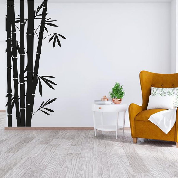 Bamboo Wall Art, Bamboo Wall Decal, Bamboo Decor, Tree Decal, Plant Sticker, Panda, Asian Design,  Home decoration, Living room Decor 543ES