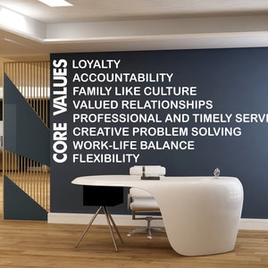 Core Values Our Values Office Wall Art, Motivational Inspiring Wall Art Wall Decal Wall Sticker Work Office Decor, Office Wall Decor 1768ES