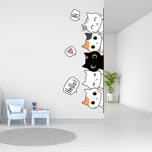 Cat wall decals, Cat Grooming Wall Decor, Veterinary Decals, Pet Lover Gift, Pet Shop Cat House Wall Vinyl Decal Pet Wall Vinyl Decal 1530ES