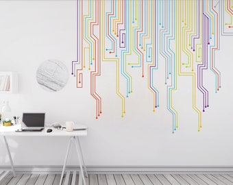 Circuit Board Wall Decal, Technology Vinyl Wall Art Decals, Gamer Room ...