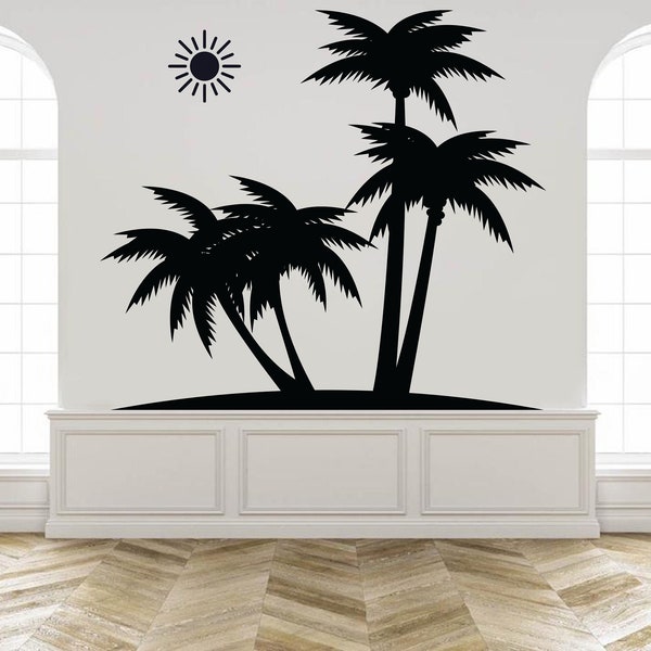 Palm Tree Wall Decal, Palm Tree Decor, Palm Trees Vinyl Sticker, Tree Decal, Tropical Wall Décor, Living Room Decal, Saloon decoration 584ES