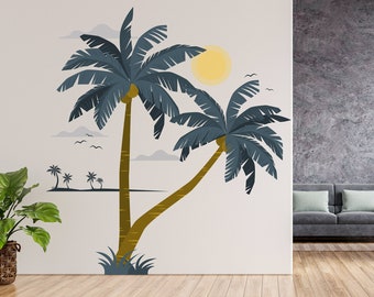 Palm Tree Wall Decal, Palm Trees Vinyl Sticker, Palm Sun Decor, Tree Decal, Tropical Wall Decor, Living Room Decal, Home decoration 1542ES