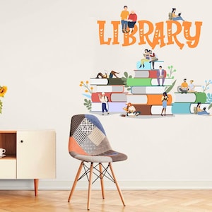 Library Vinyl Wall Art Decal, Library Wall Decal, Education Decals, Kids Room, Reading room, Nurseries, School, Kids Gifts, Dorm Room 968ES