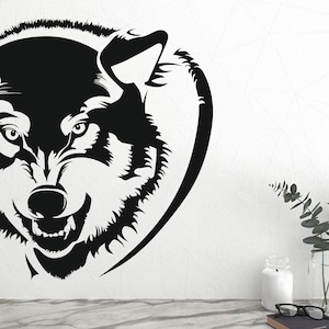 Wolf Face Wall Decals Angry Wolf Vinyl Decal Stickers Wolf Wall Art ...