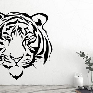 Tiger Face Wall Decal Tiger Wall Art Stickers Animals Wall Vinyl Big ...