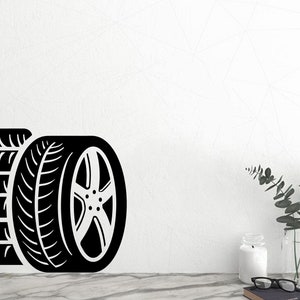 Wheels Wall Decal Tires Wall Vinyl Sticker Art Garage Wall Decor Tyres ...