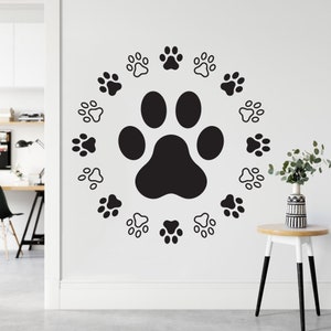 Dog Paw Wall Decal - Dog wall decals - Pet shop wall decor -Paw print decal -Veterinary Decals - Dog paws Wall Decor -Pet Lovers Gifts 464ES