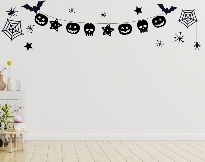 Corner Spider Web With Spider Decal Sign Bats Halloween Holiday Vinyl ...