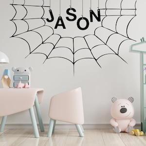 Spider Web Wall Decal Funny Scary Vinyl Art Decor Custom spider web Wall Sticker Nursery Kids Room Decor Halloween Spooky Web decal 1299ES