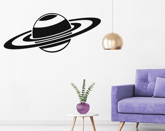 Saturn Planet Wall Decal, Rings of saturn Wall Decor, Planets Wall Decals, Planets Vinyl Sticker Home Decor, Geography Decals for Kids 498ES