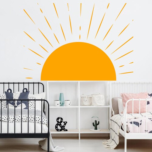 Sun Wall Decal Vinyl Sunset Decals Sunshine Wall Decal Half Etsy